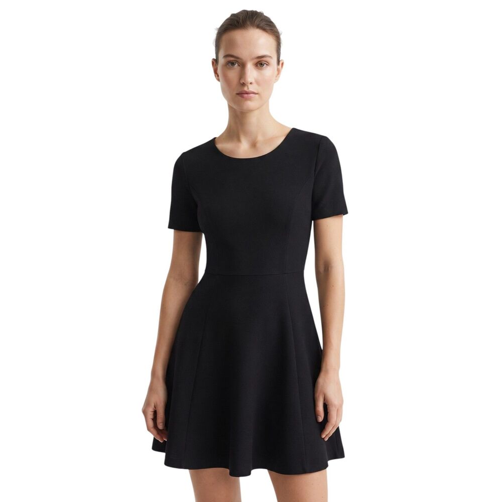 Topshop Black Skater Dress Short Sleeve